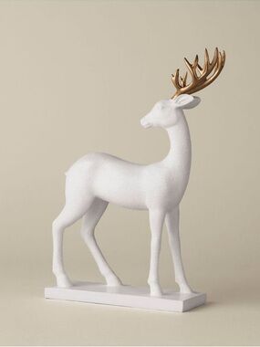 White and Gold Standing Deer Decor Keepsake